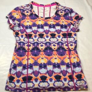 Title Nine purple orange blue shirt geometric short sleeve athletic women top S